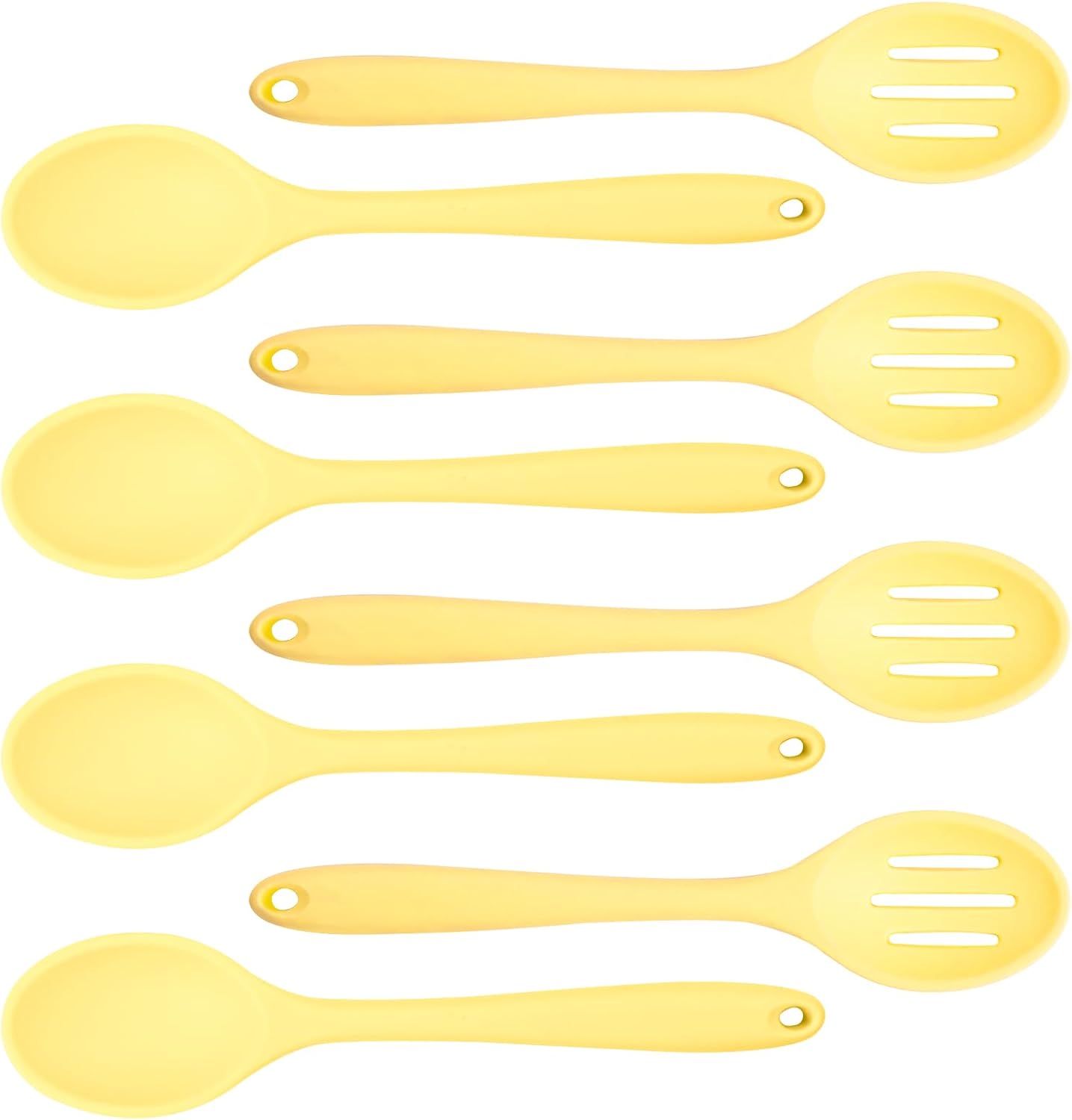 8 Pcs 8inch Heat Resistant Cooking Spoons for Nonstick Cookware Set -Ideal for Cooking, Baking, Mixing, Stirring Includes Slotted & Solid Spoons, Design for Nonstick Cookware (Black+Red+Green+Purple)