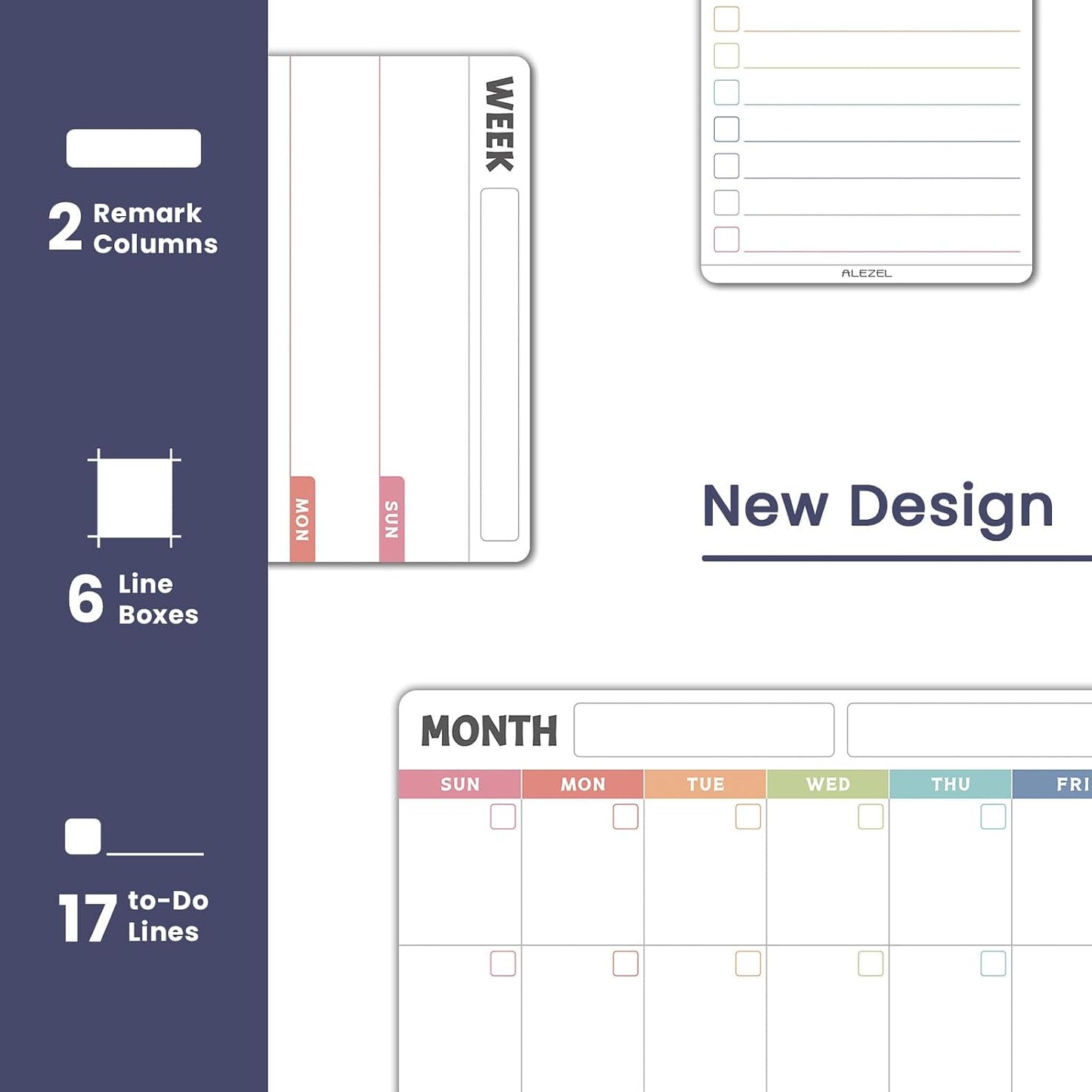 ALEZEL Dry Erase Fridge Calendar Magnetic, Greenery White Board Calendar Dry Erase for Refrigerator - Set of Vertical Monthly & Weekly Calendar for Fridge with 1 List Board, 4 Markers + Eraser
