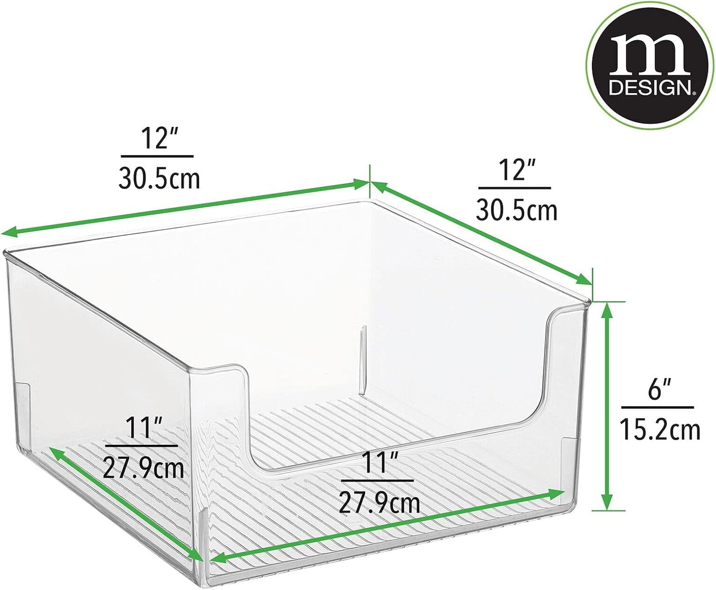 mDesign Plastic Modern Wide Open Front Dip Storage Organizer Bin Basket for Household Organization - Shelves, Cubby, Cabinet, and Closet Organizing Decor - Ligne Collection - 8 Pack - Clear