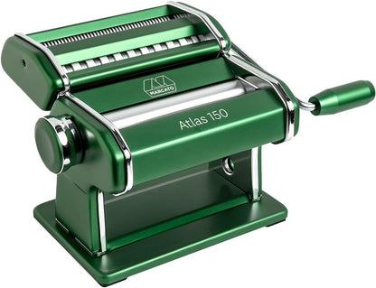 MARCATO Atlas 150 Machine, Made in Italy, Red, Includes Pasta Cutter, Hand Crank, and Instructions