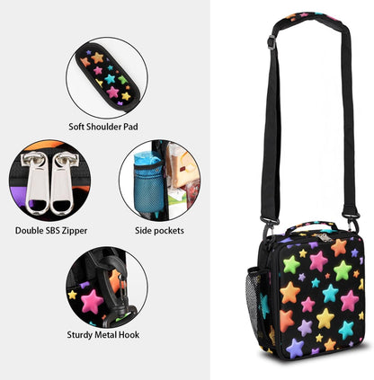 cfpolar Skull Skateboard Lunch Box for Boys Girls, Insulated Lunch Bags for Kids Reusable Mini Cooler Lunch Tote Lunchbox Thermal Meal Tote Kit with Shoulder Strap for Work School Picnic