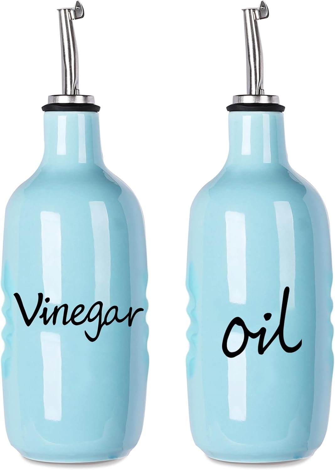 Farmhouse Ceramic Oil and Vinegar Dispenser Bottle Set (White)