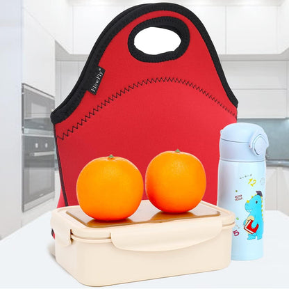 FlowFly Neoprene kids Lunch box Insulated Soft Bag Mini Cooler Thermal Meal Tote Kit for Boys, Girls,Men,Women,School,Work, Office,Black