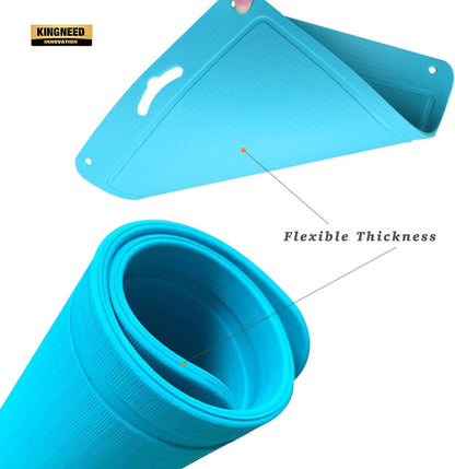 Kingneed Silicone Chopping Mat Flexible Thick Cutting Board Food Grade Material Odorless Two Sided Non-Slipping 0.15 inch Thickness, 12.6 x 9.6 inch for Kitchen (Blue)