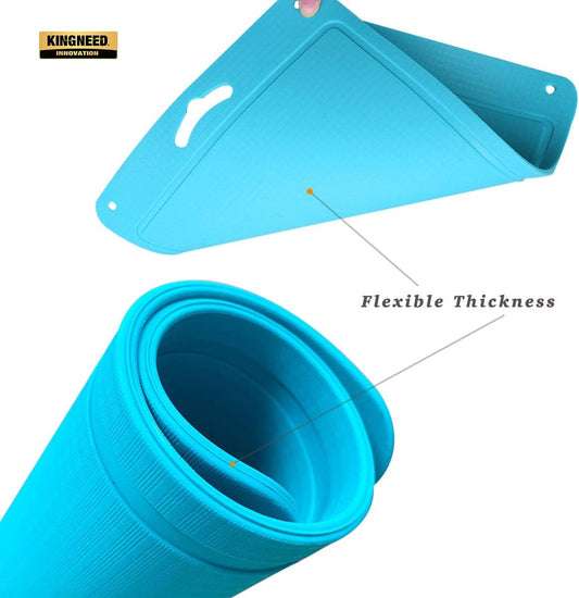 Kingneed Silicone Chopping Mat Flexible Thick Cutting Board Food Grade Material Odorless Two Sided Non-Slipping 0.15 inch Thickness, 12.6 x 9.6 inch for Kitchen (Blue)