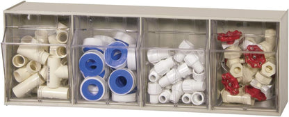 Akro-Mils TiltView Plastic Storage Cabinet with 6 Tilt Out Bins, Horizontal Organizer, Teacher Toolbox, and Office Supply Organizer, 23-5/8" W x 3-1/2" H x 3-3/4" D, Stone