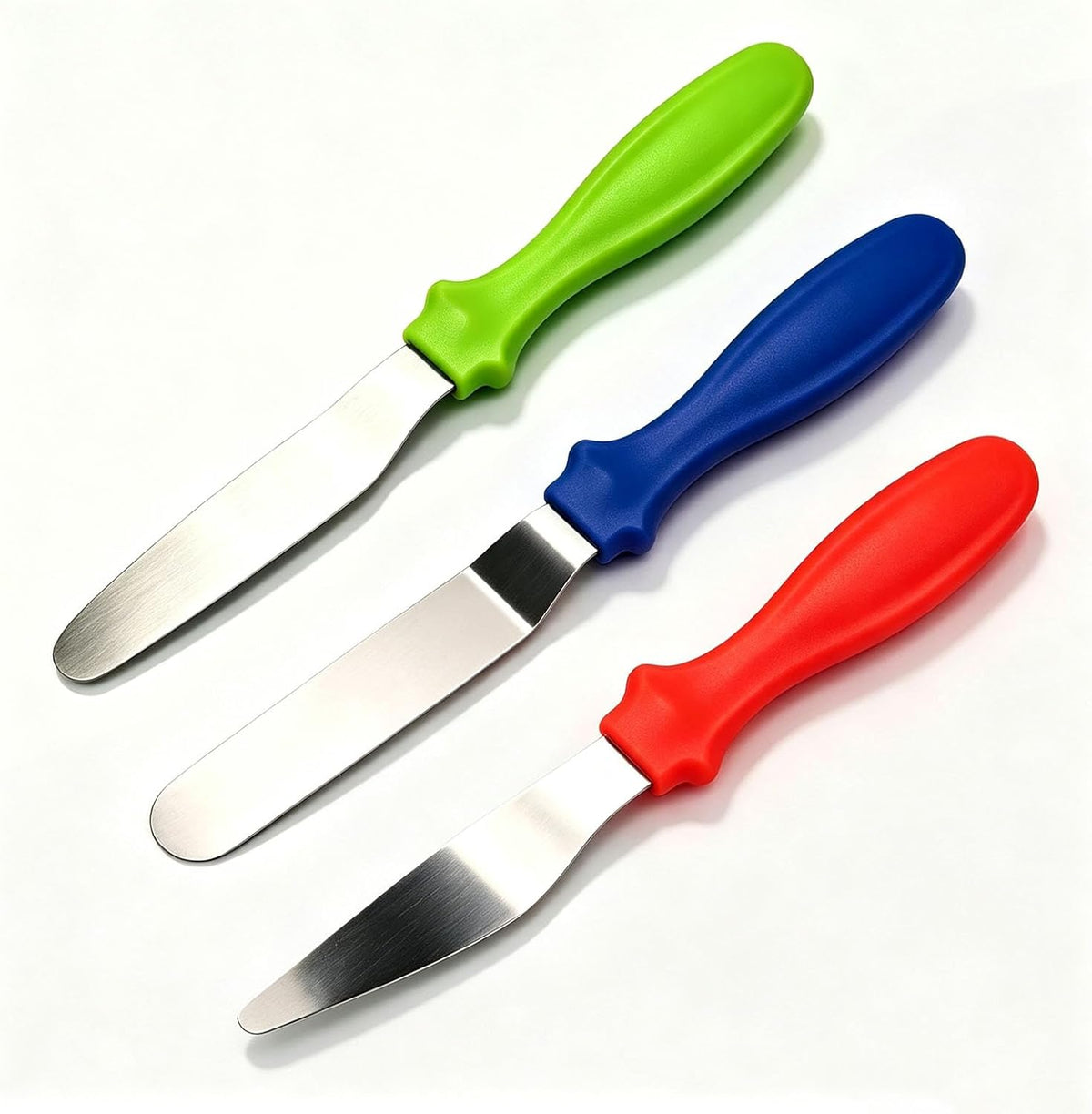 BoAn 3-Piece Stainless Steel Cake Decorating Spatulas with Straight, Offset & Tapered Blades, Small Frosting Spatula Set with Non-Slip Handle for Baking, Pastry, Cookie & Cake Decorating