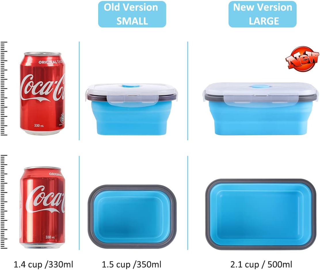 Collapsible Food Storage Containers with Lids, 4 Pack, 40 oz Silicone 1-Compartment Meal Prep Containers Reusable, Lunch Bento Boxes for Adults, Microwave Freezer Dishwasher Safe, BPA-Free, Black