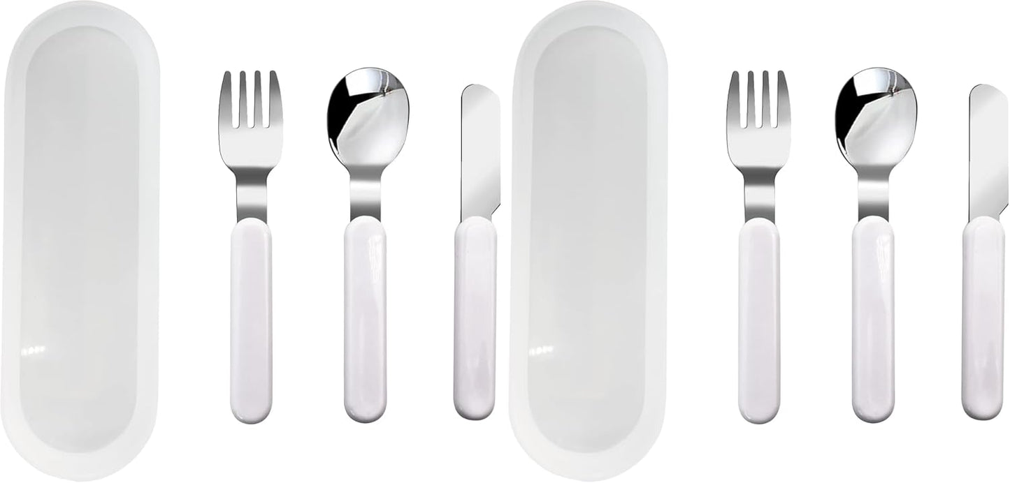 VANRA 2-Piece Children Fork And Spoon Set 18/10 Stainless Steel Child Flatware Set Kids Utensils Set with Case for Lunch Box