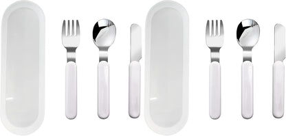 VANRA 2-Piece Children Fork And Spoon Set 18/10 Stainless Steel Child Flatware Set Kids Utensils Set with Case for Lunch Box