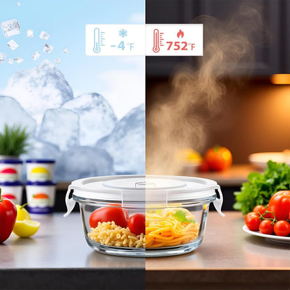 16oz Square Glass Food Storage Containers With Lids, 2 Cup Square Glass Food Containers With Lids, BPA free Small Meal Prep Bowls for leftovers, Dishwasher, Freezer Safe (8Pack)