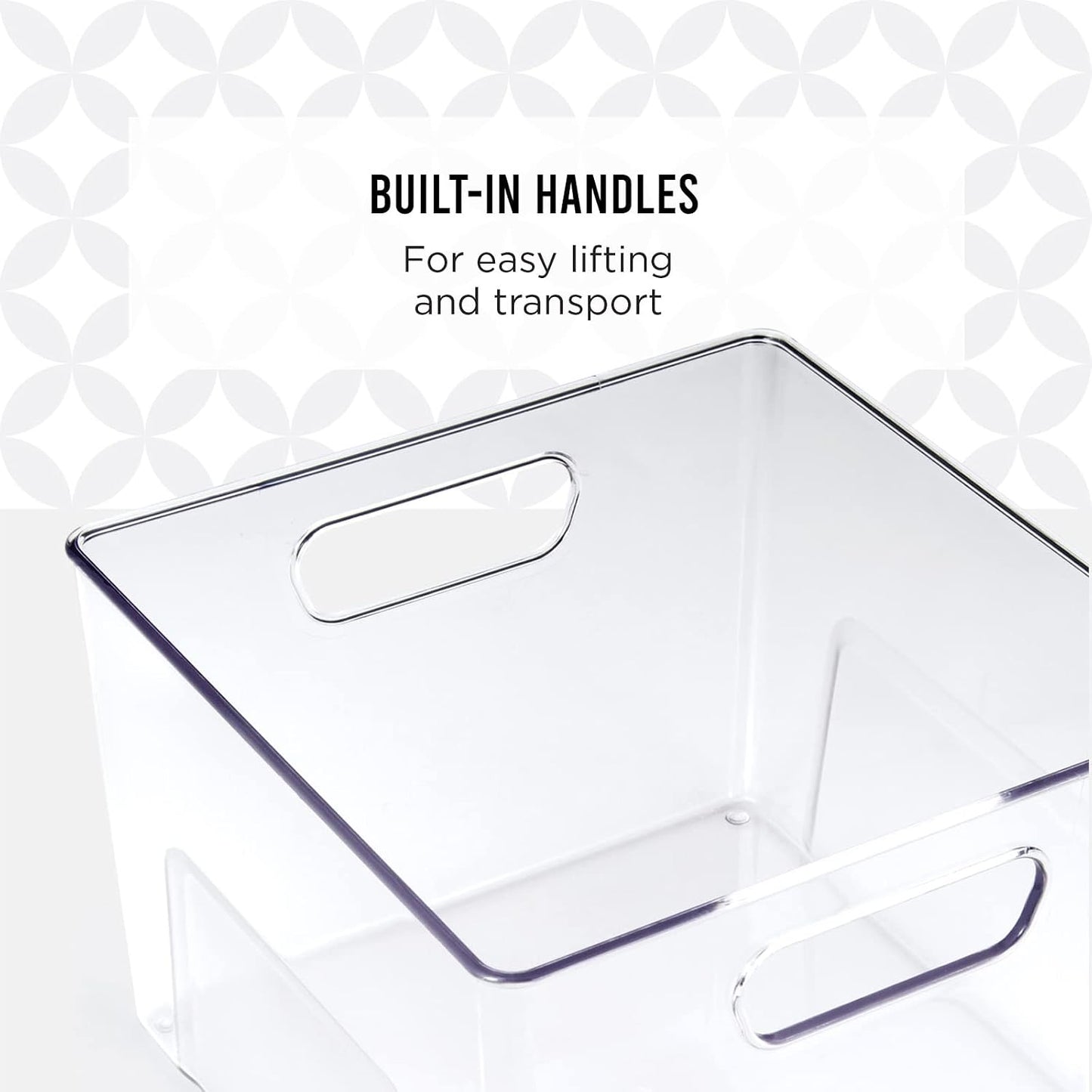 Copco Clear Narrow Storage Bin with Built-In Handles - Refrigerator Organizer, Pantry Organizers and Storage, Bathroom Organizer, Kitchen Organizers and Storage, Hand Wash
