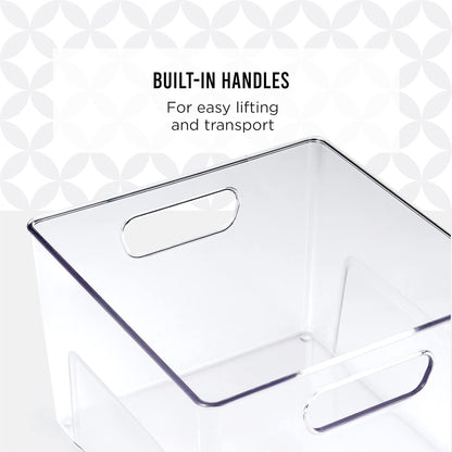 Copco Clear Narrow Storage Bin with Built-In Handles - Refrigerator Organizer, Pantry Organizers and Storage, Bathroom Organizer, Kitchen Organizers and Storage, Hand Wash