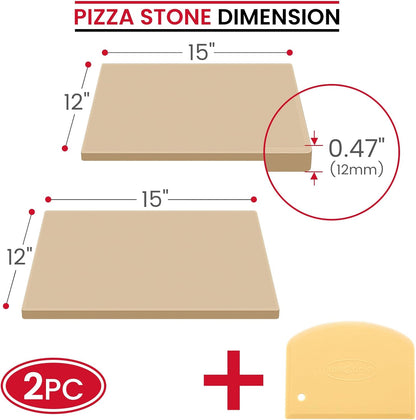 Unicook Pizza Stone for Oven Grill, 12" x 11" Rectangular Cordierite Stone