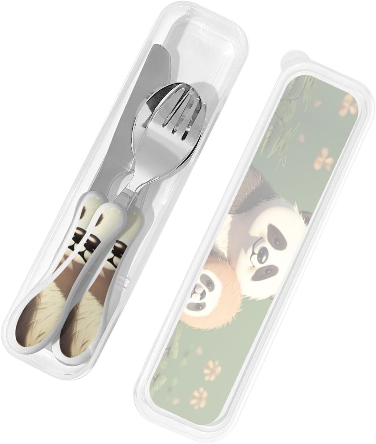 3-Piece Kids Silverware Set With Storage Case, Stainless Steel Reusable Children Safe Knife Spoon Fork Set Blue Active Girl Running Sunset Children Flatware Set For Kids Lunch Box - Colors C