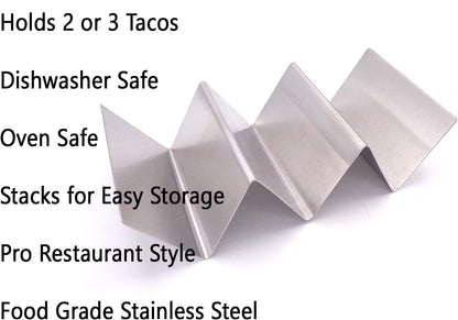 Metal Taco Holder - Stainless Steel Taco Trays- Dishwasher, Oven, and Grill Safe - Great for Sandwiches and Hotdogs Too (1)