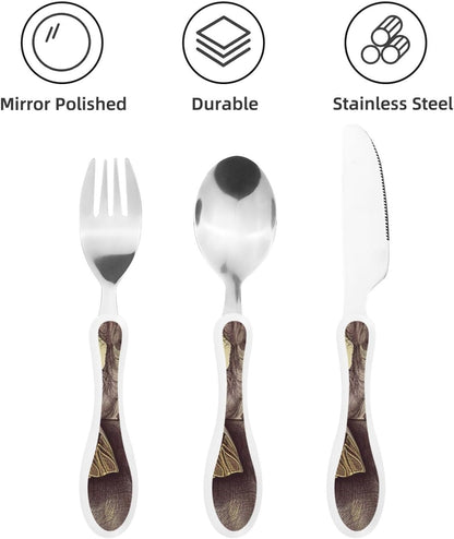 3-Piece Kids Silverware Set With Storage Case, Stainless Steel Reusable Children Safe Knife Spoon Fork Set Cartoon Cute Penguin Children Flatware Set For Kids Lunch Box