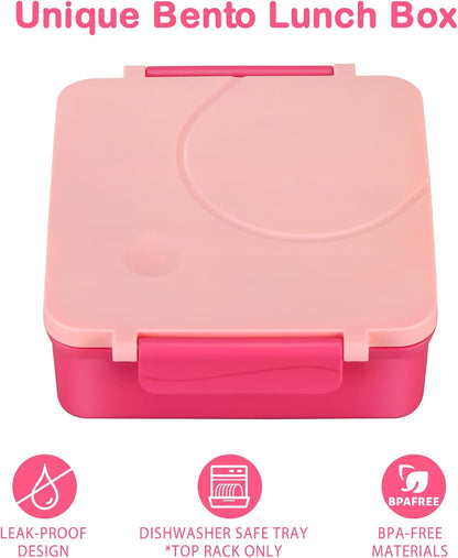 Bento Lunch Box Set for Kids with 8oz Soup Thermo, Leak-Proof Lunch Containers with 4 Compartment, Kids Thermo Hot Food Jar and Insulated Lunch Bag for Kid to School-Black