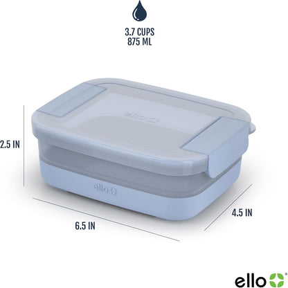 Ello Plastic Meal Prep Set BPA Free Plastic Food Storage Container with Silicone Boot and Airtight Lids, Dishwasher, Microwave, and Freezer Safe.