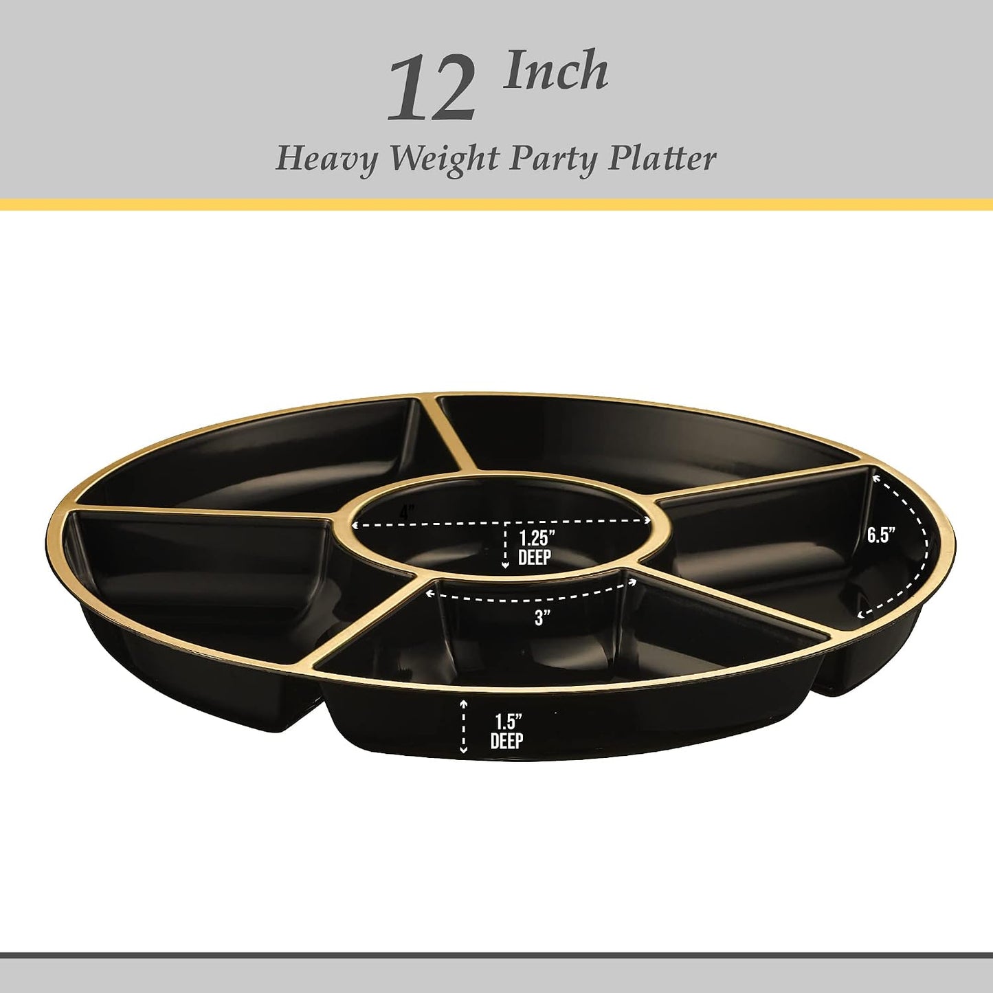 Plasticpro 6 Sectional Round Plastic Serving Tray/Platter (4, Clear)
