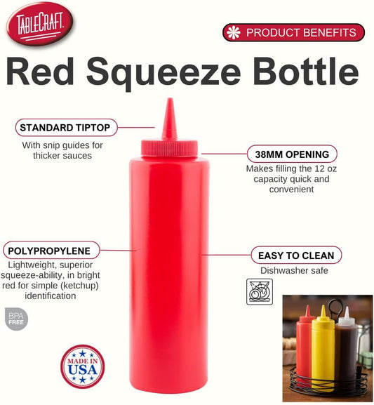 TableCraft Nostalgia 2-Piece Ketchup and Mustard Dispenser Set, 12-Ounce, Red/Yellow