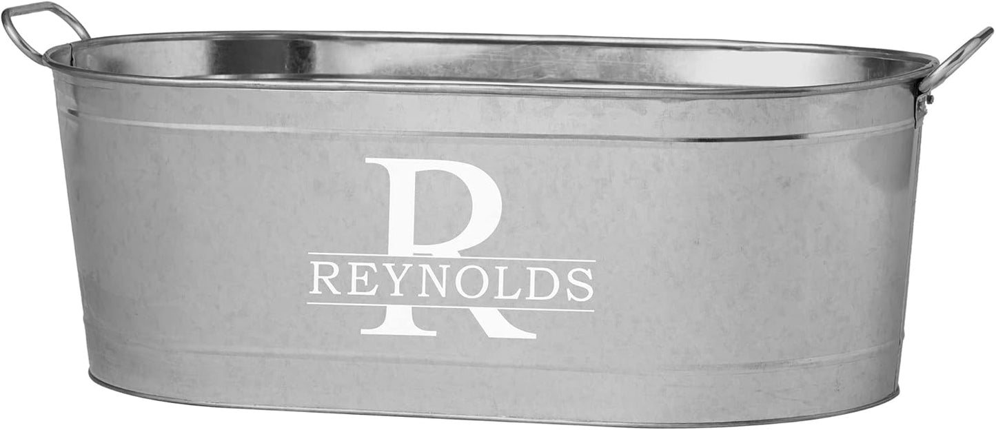 Let's Make Memories Personalized Beverage Tub - Custom Beverage Tub - Customize With Name & initial - Galvanized Drink Tub - 20 ¾"L x 11 ¾"W x 7" H - 5.5 Gallons