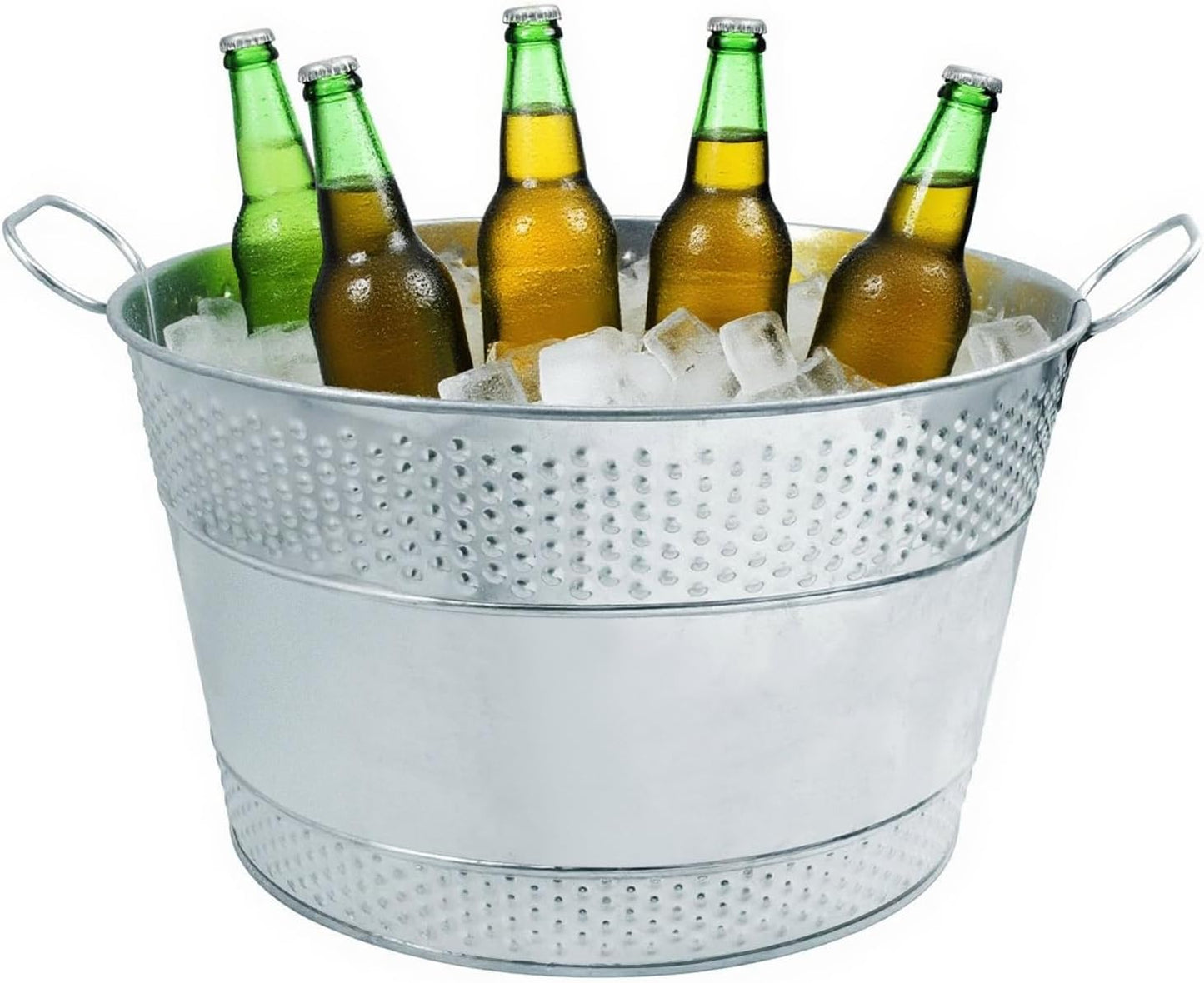 3 PCS 15.3 x 9 x 6 inches Black Metal Galvanized Tub with Handles, 3 Gallon Galvanized Beverage Tubs for Parties, Large Metal Drink Ice Buckets for Beer, Wine, Cocktails & Outdoor Events