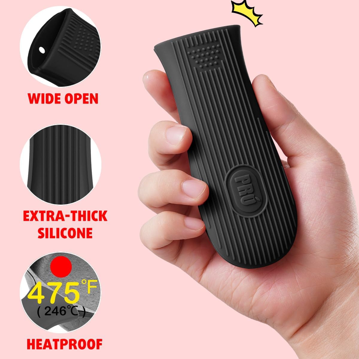 Cbiumpro 2 Pack Heatproof Cast Iron Handle Cover Holder for Hot Skillet Pan
