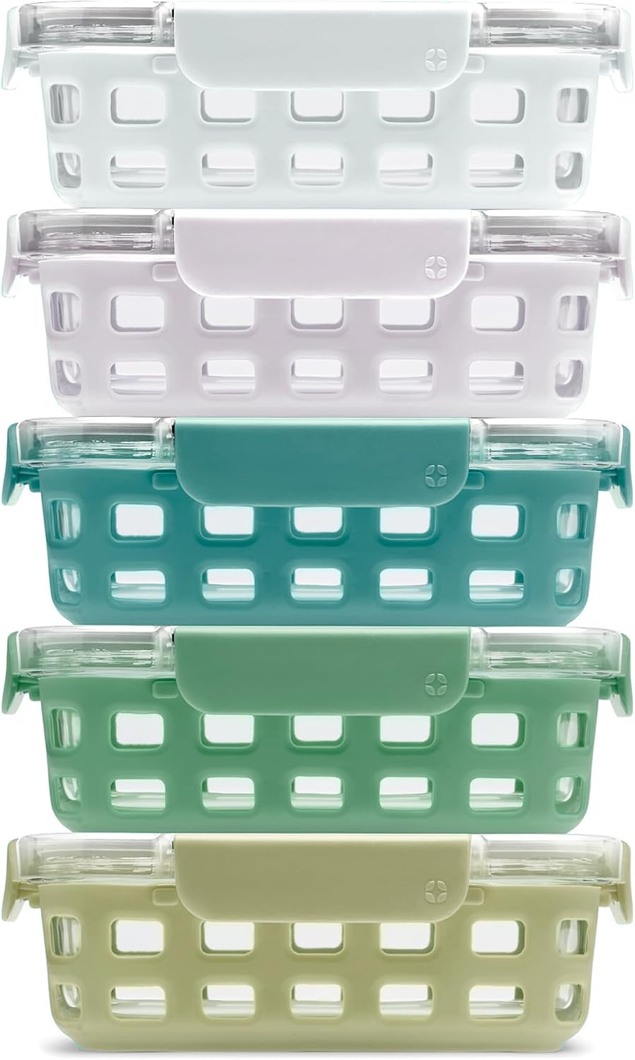 Ello Duraglass 3.4 Cup Meal Prep 10Pc,Set,Glass Food Storage Container with Silicone Sleeve and Airtight BPA-Free Plastic Lids,Dishwasher,Microwave & Freezer Safe,Evening Orchard,5 Count (Pack of 2)
