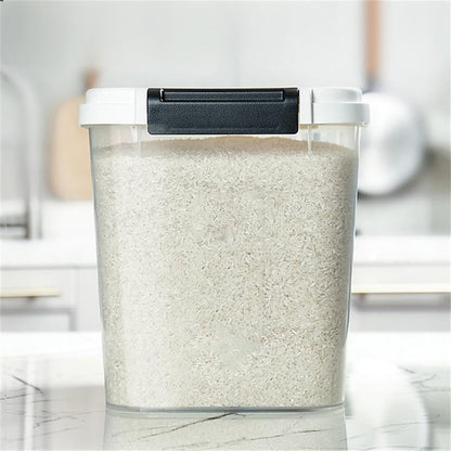 HANAMYA 40 LB Rice Storage Container with Measuring Cup, BPA free, For Rice | Grain | Pet Food | Flour, 2 count, Clear & Black