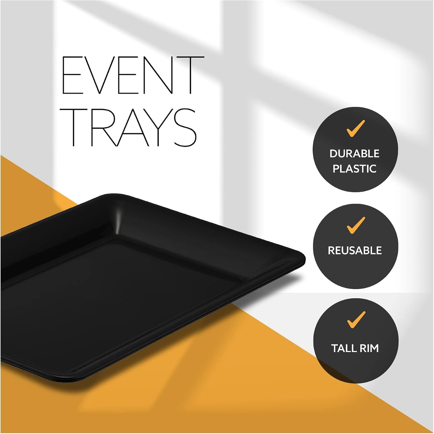 Plasticpro Plastic Serving Trays - Serving Platters Rectangle 10 X 14 Disposable Party Dish Crystal Clear Pack of 4