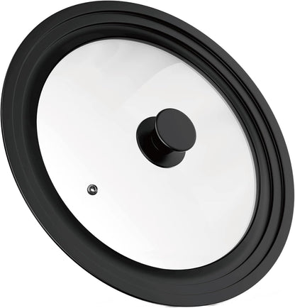 Universal Lid 6-12.5 Inch, Tempered Glass Lid with Heat Resistant Silicone Rim for Pots Pans Skillets, Dishwasher Safe Cookware Replacement Lid (11-12-12.5 inch)