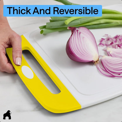 GORILLA GRIP BPA-Free Reversible Kitchen Cutting Board Set of 3, US Designed, Nonporous, Juice Grooves Catch Liquid, Slip Resistant Border, Dishwasher Safe, Durable Large Food Chopping Boards, Black