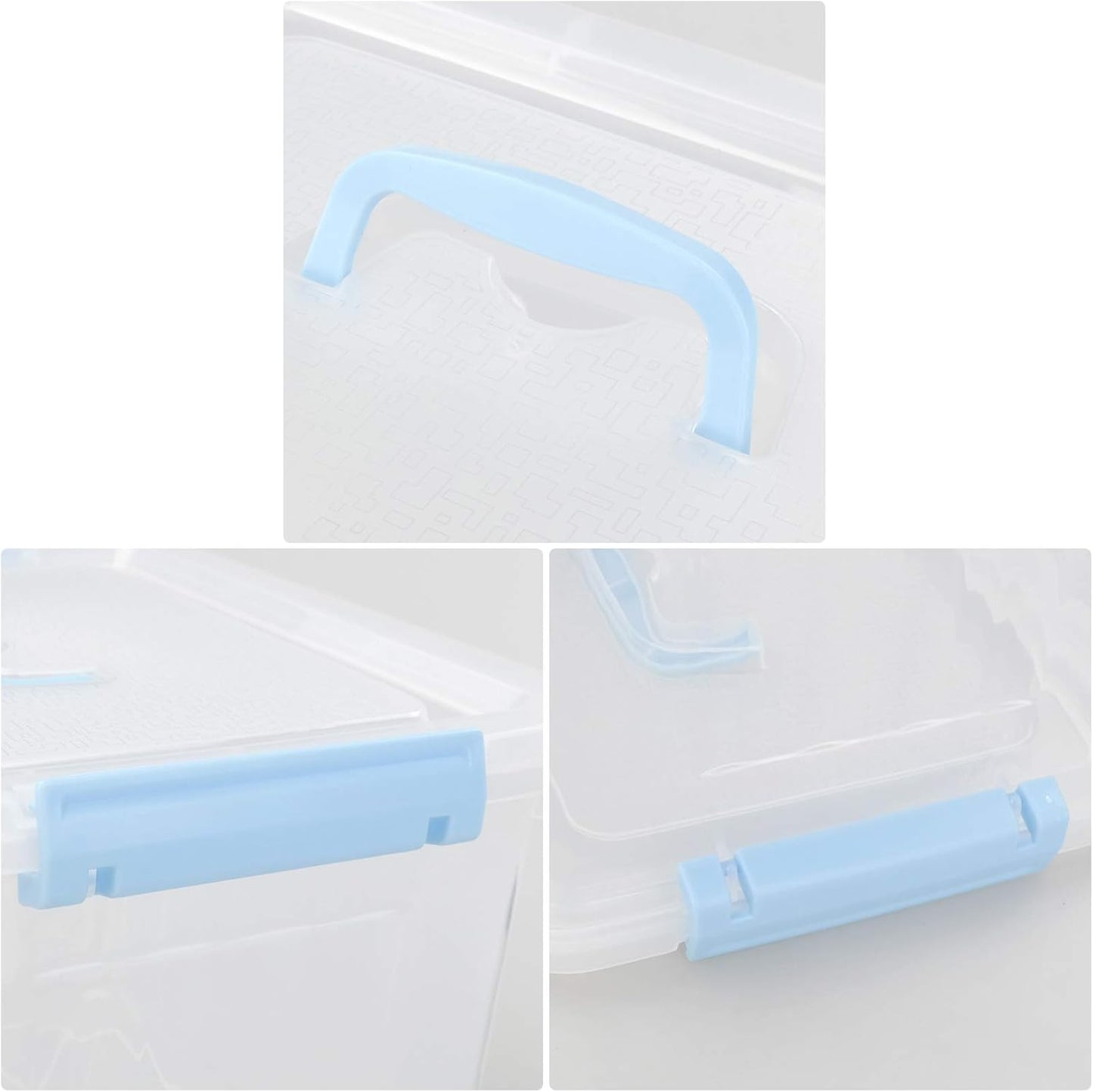Hespama 2 Pack Lidded Storage Bin, Plastic Latching Container Box with Handle, 12 Quart & 6 Quart