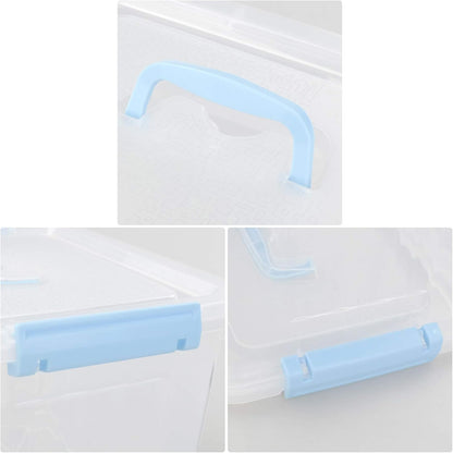 Hespama 2 Pack Lidded Storage Bin, Plastic Latching Container Box with Handle, 12 Quart & 6 Quart
