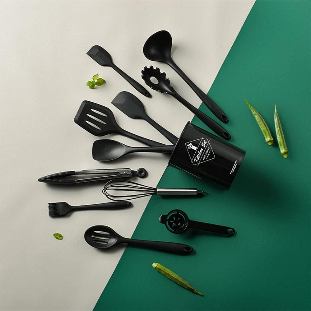 Kitchen Utensils Set-12 Pieces Silicone Cooking Utensils Set (Dishwasher Safe) 392°F Heat Resistant Spatula Set,Kitchen Utensil Set for Nonstick Cookware,Best Kitchen Tools with Holder