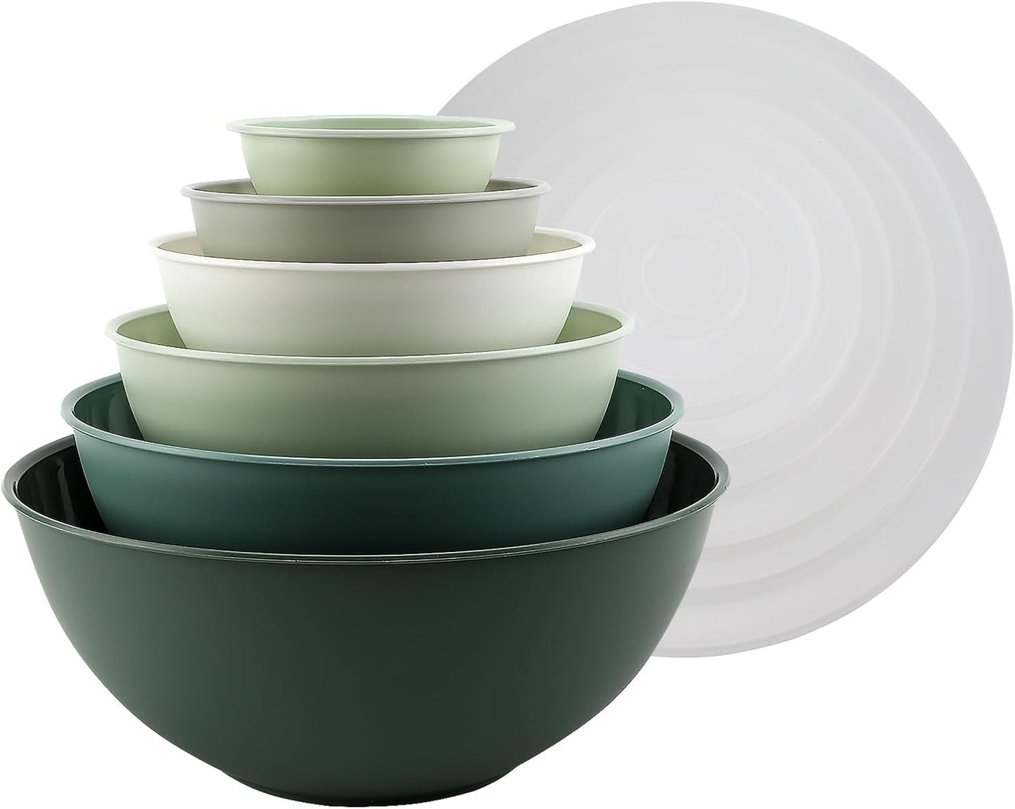 COOK WITH COLOR Mixing Bowls with Lids - 12 Piece Plastic Nesting Bowls Set includes 6 Prep Bowls and 6 Lids, Microwave Safe Mixing Bowl Set, Pink Embossed - Colors B