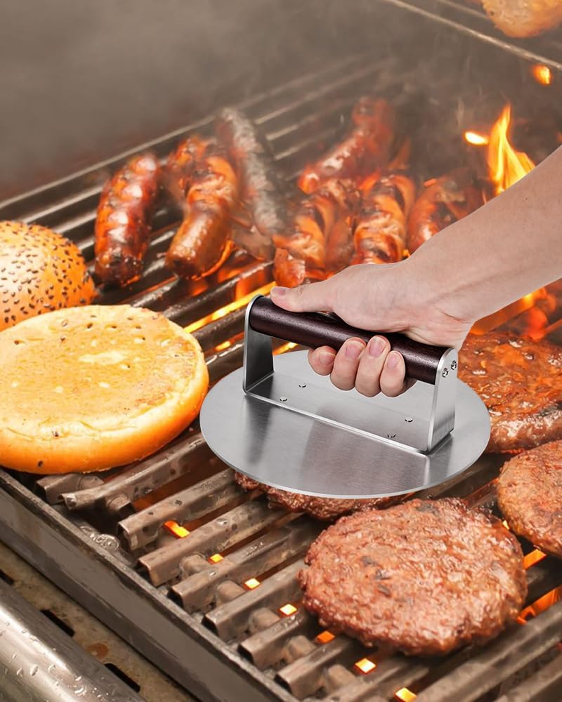 Brigii 8.5" Stainless Steel Smash Burger Press, Heavy Duty Smasher