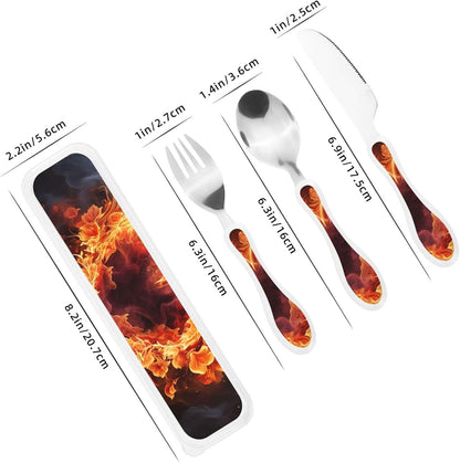 3-Piece Kids Silverware Set With Storage Case, Stainless Steel Reusable Children Safe Knife Spoon Fork Set Alpaca Cactus Children Flatware Set For Kids Lunch Box