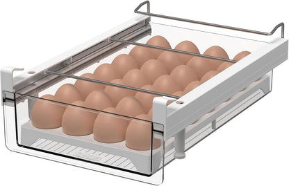 vacane Upgraded Refrigerator Drawers Organizer - Pull Out Fridge Bins with Handle, Extra-Long 19.5" Stretchable and Deep Storage