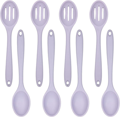 ELANE 8 Pcs Silicone Cooking Utensils Set,Silicone Serving Spoons Cooking Spoons for Nonstick Cookware for Kitchen Salads