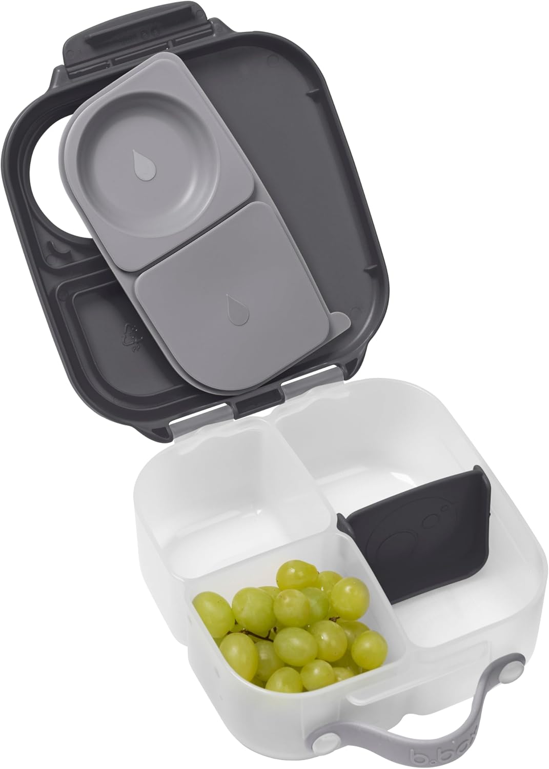 b.box Mini Lunch Box 2-Pack, Leak Proof Bento Box for Kids, 3 Compartment Snack Containers Ages 3+, Lunchbox for Daycare + School, Dishwasher Safe, BPA-Free, PFAS-Free, 4.25 Cup - Blue + Green