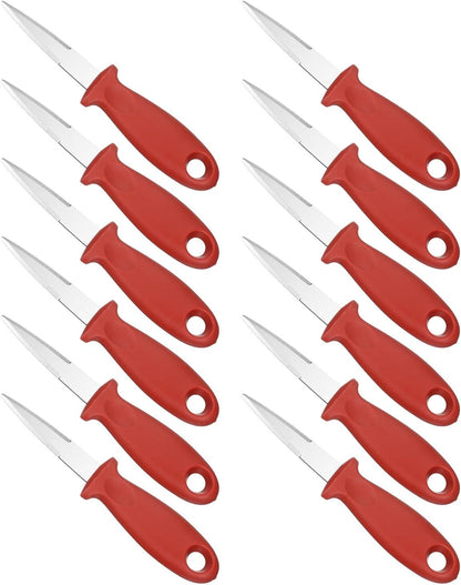uxcell 12 Pcs Stainless Steel Oyster Shucking Knife, Oyster Shucking Shell Opener Knife Non-Slip for Shellfish Opening Seafood Restaurants Home Use, Green