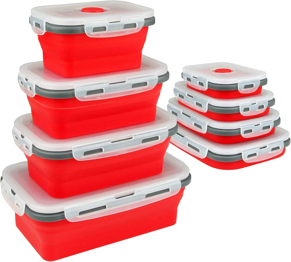 Guyuyii 4 Pack Space-Saving Collapsible Food Storage Containers with Lids | 12/17/27/40 oz Food-Grade Silicone Set for RV, Camping, Meal Prep, Small Kitchens - Microwave/Freezer/Dishwasher Safe