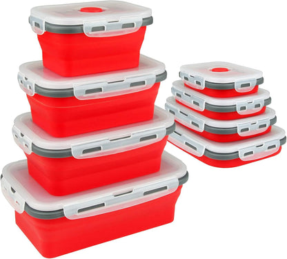 Guyuyii 4 Pack Space-Saving Collapsible Food Storage Containers with Lids | 12/17/27/40 oz Food-Grade Silicone Set for RV, Camping, Meal Prep, Small Kitchens - Microwave/Freezer/Dishwasher Safe