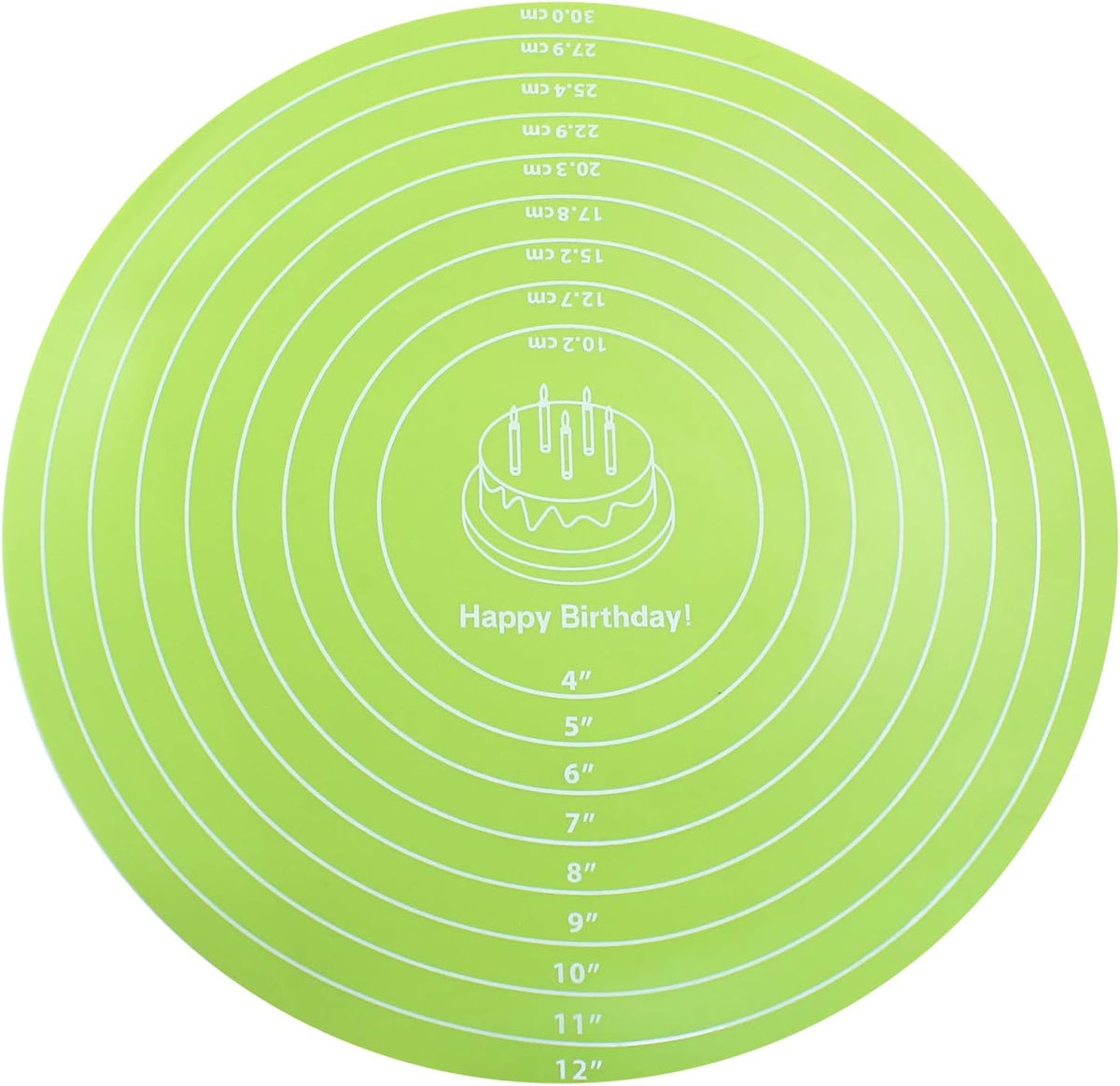 Hitefu 12 Inch Round Silicone Cake Mat, Green