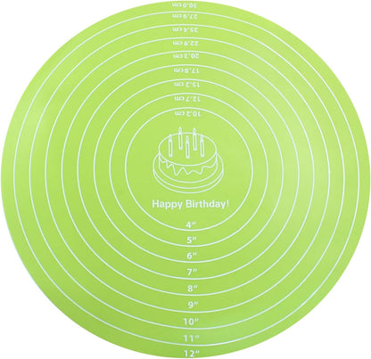 Hitefu 12 Inch Round Silicone Cake Mat, Green