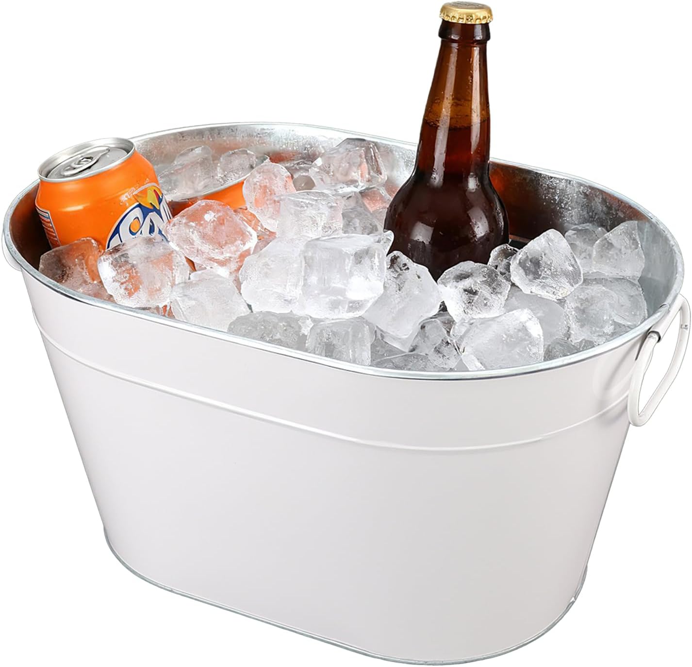 2PCS Beverage Tub Large Ice Bucket For Parties, Thick Metal Galvanized Tub Drink Buckets, Beverage Bucket with Handles, Drink Bucket for Indoor & Outdoor Party (Sliver)