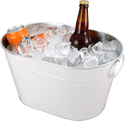 2PCS Beverage Tub Large Ice Bucket For Parties, Thick Metal Galvanized Tub Drink Buckets, Beverage Bucket with Handles, Drink Bucket for Indoor & Outdoor Party (Sliver)