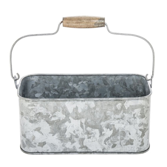 HUBERT Galvanized Metal Flatware Caddy - 9"L x 5"W x 4 3/4"H